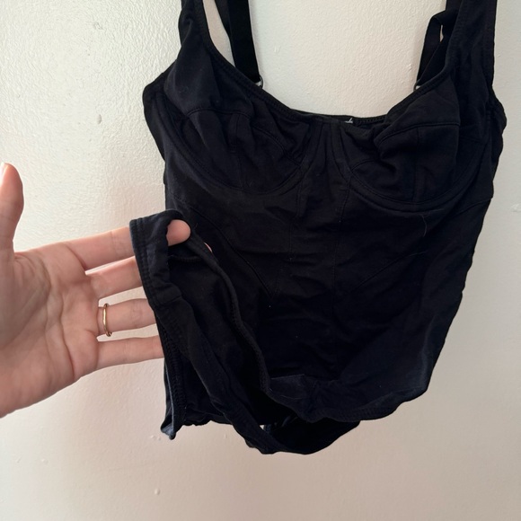 Out From Under Urban Outfitters Black Cotton Bustier Bodysuit Size Small - Picture 4 of 9